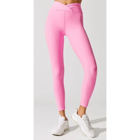 Year Of Ours Pants - Year of Ours Veronica Pink Cross Over High Rise Leggings Size M